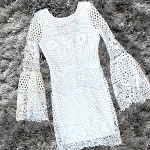 Lulus White Long Sleeve Lace Dress